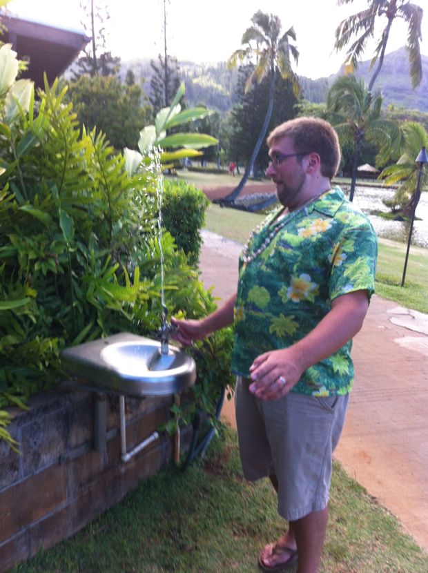 Luau times now...water fountain surprise!