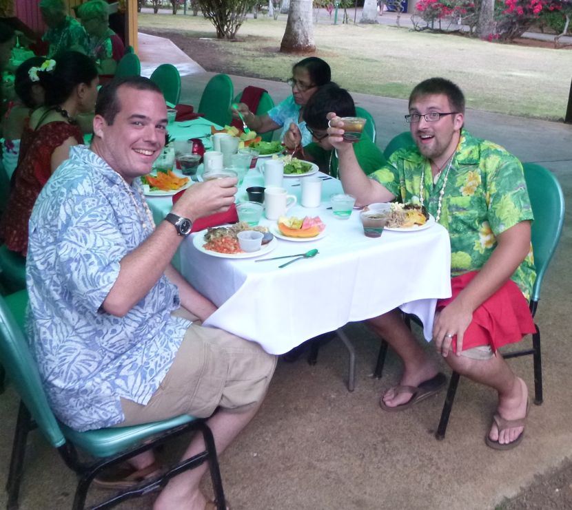 us at the luau with our new Indian family, who sadly were vegetarians and the luau hadn't really thought about that concept