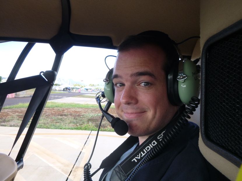 Andrew in the helicopter