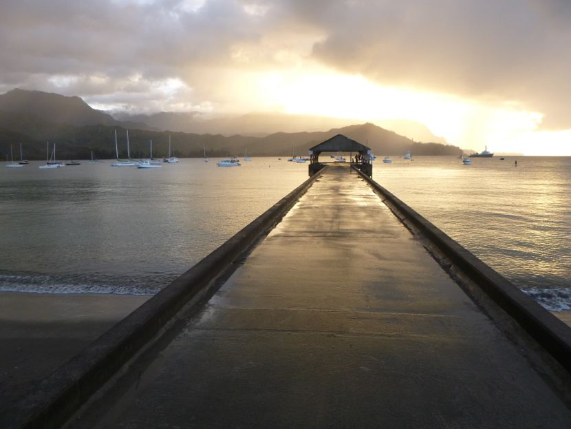 Hanalei pier at sunset