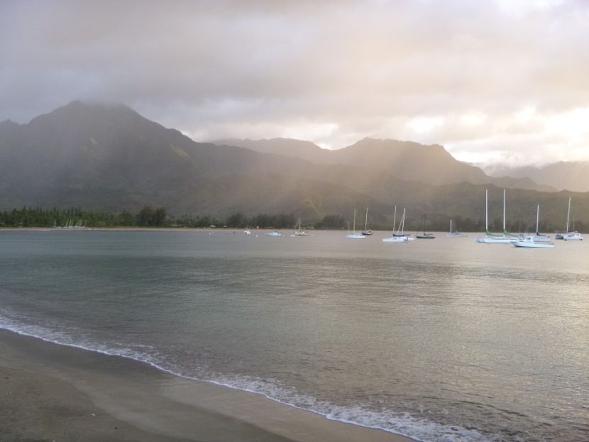 Hanalei bay at sunset