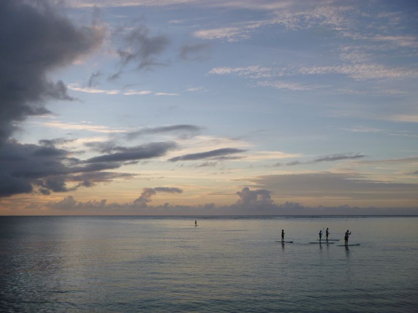 sunset paddleboarders, Hanalei