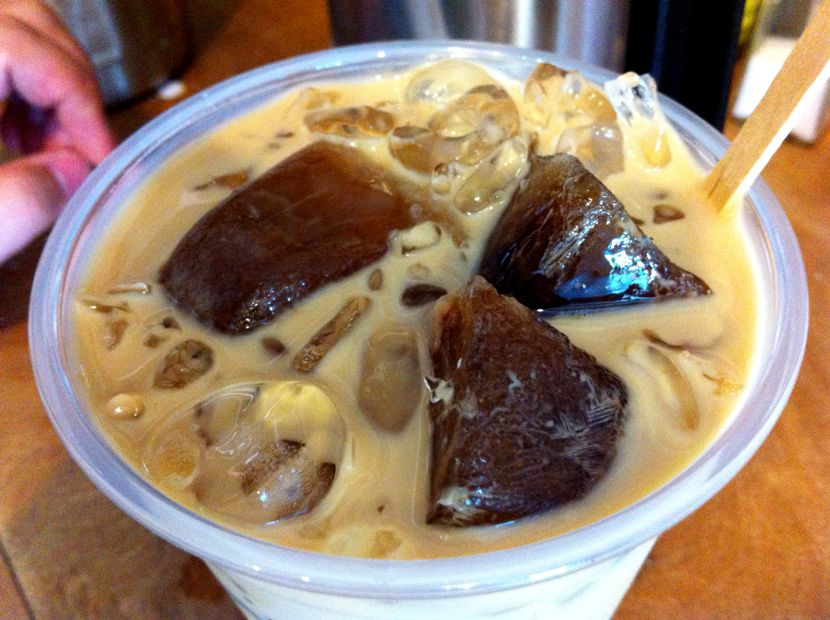 iced coffee with coffeed ice